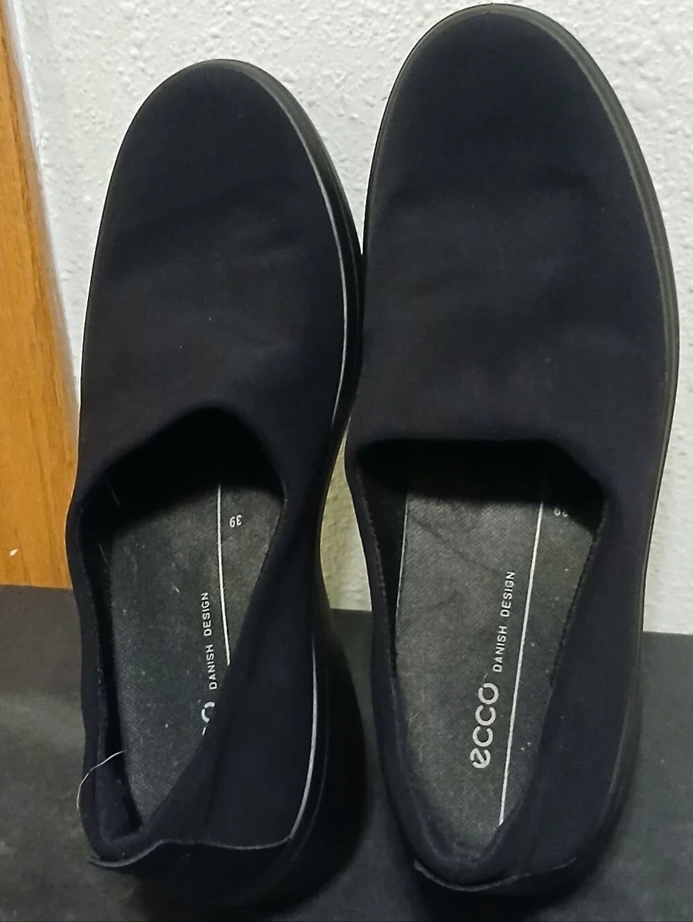 ECCO Felicia Black Stretch Textile Slip-On Wedge Loafers Size EU 39 / US 8-8.5